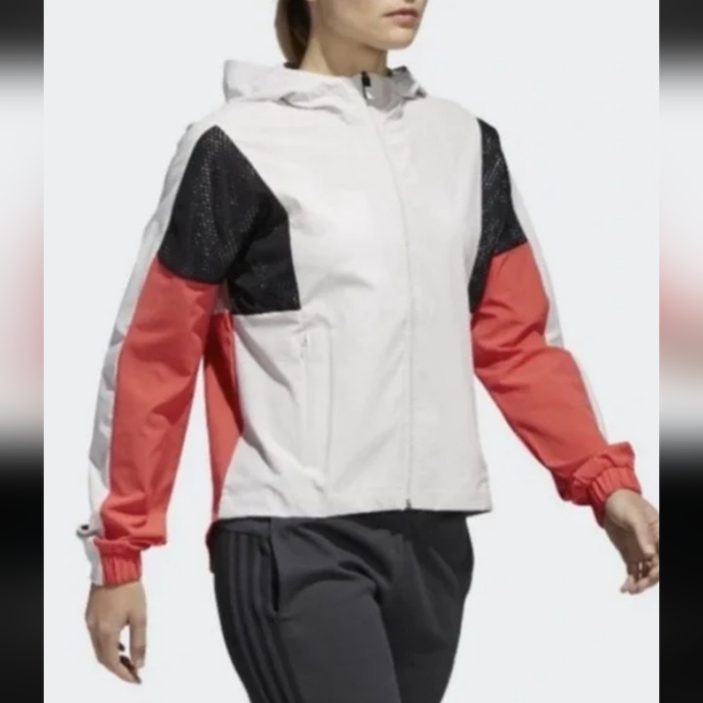 EXELLENT ADIDAS Track Jacket Womens Lightweight Color: Black Salmon Tan SZ M - Picture 14 of 16